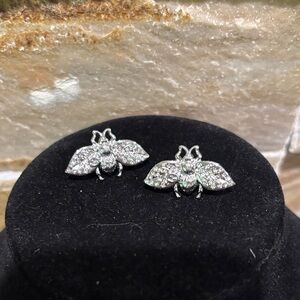 Silver Gucci Bee Stud Earrings